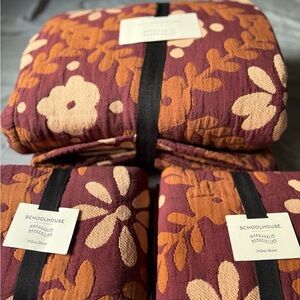 Schoolhouse Quilt Maroon and Orange Floral Textiles